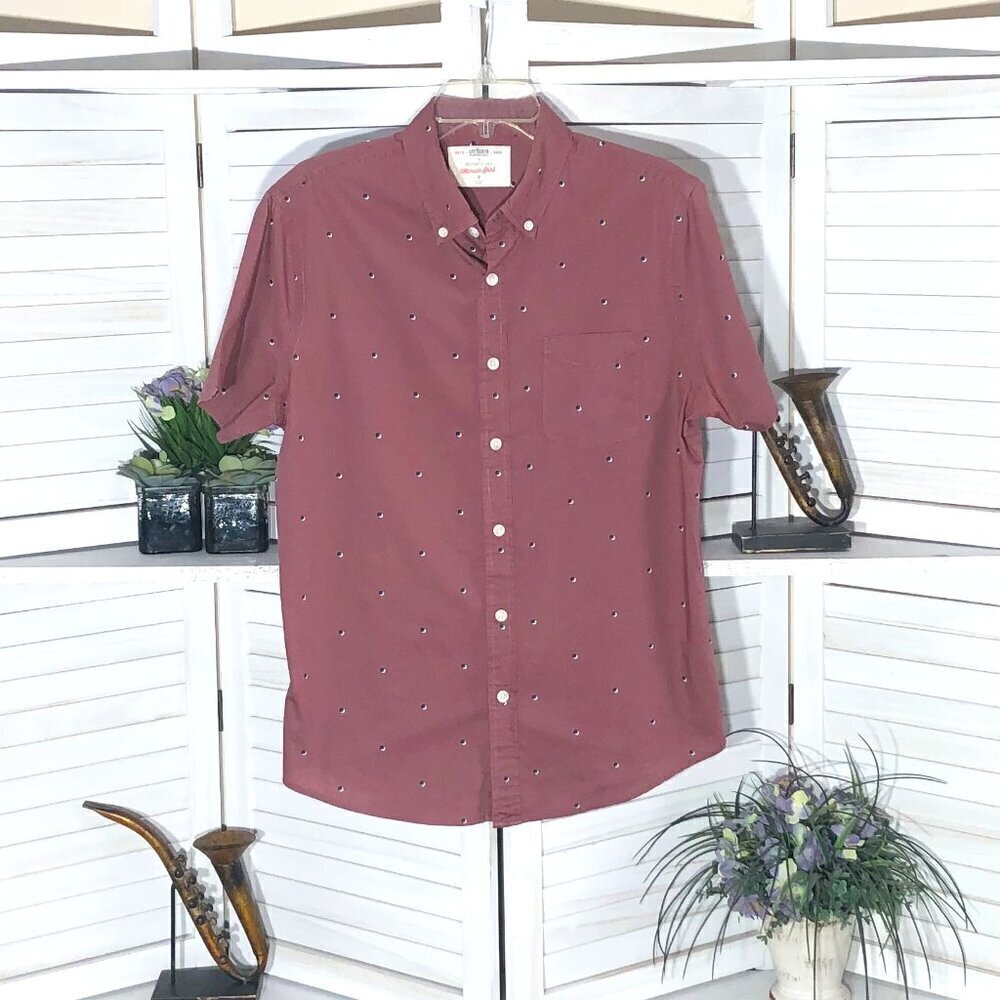 Y2K style Shirt lightweight burgundy grunge preppy career wear streetwear 90s M